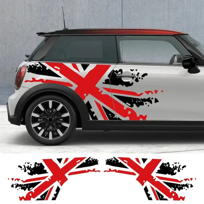 Union Jack Door Side Stripe Decal | 2-Piece British Flag Auto Body Vinyl Sticker