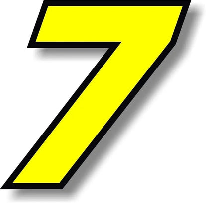 F155 Individual Number Vinyl Sticker – Yellow with Black Border | Digits 0–9 | 2 Sizes | Car, Motorcycle & Helmet