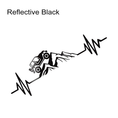 Reflective Heartbeat Off-Road Mountain Climb Vinyl Sticker – 4x4 Truck Windshield & Bumper Decal | 4 Colors
