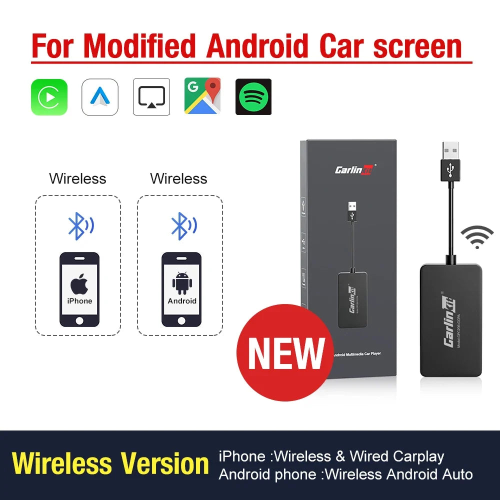 Wireless Android Auto & CarPlay USB Adapter Dongle
