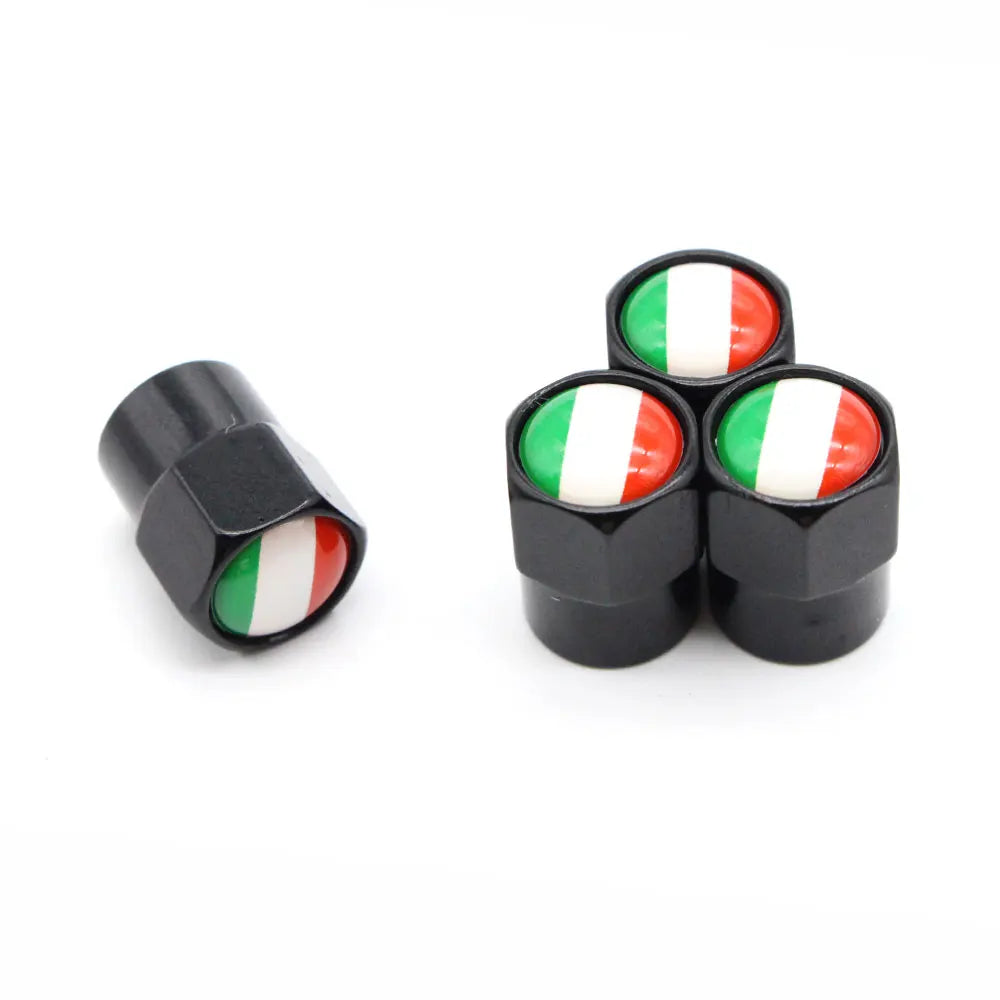 DSYCAR 4 Pieces Italy Flag Car Tire Valve Caps | Aluminium Alloy Airtight Stem Covers
