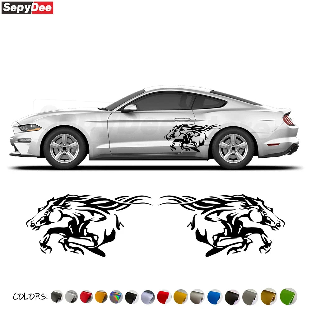 Running Horse Side & Rear Fender Decal | 2-Piece Vinyl for Mustang, Challenger, Porsche & Ford