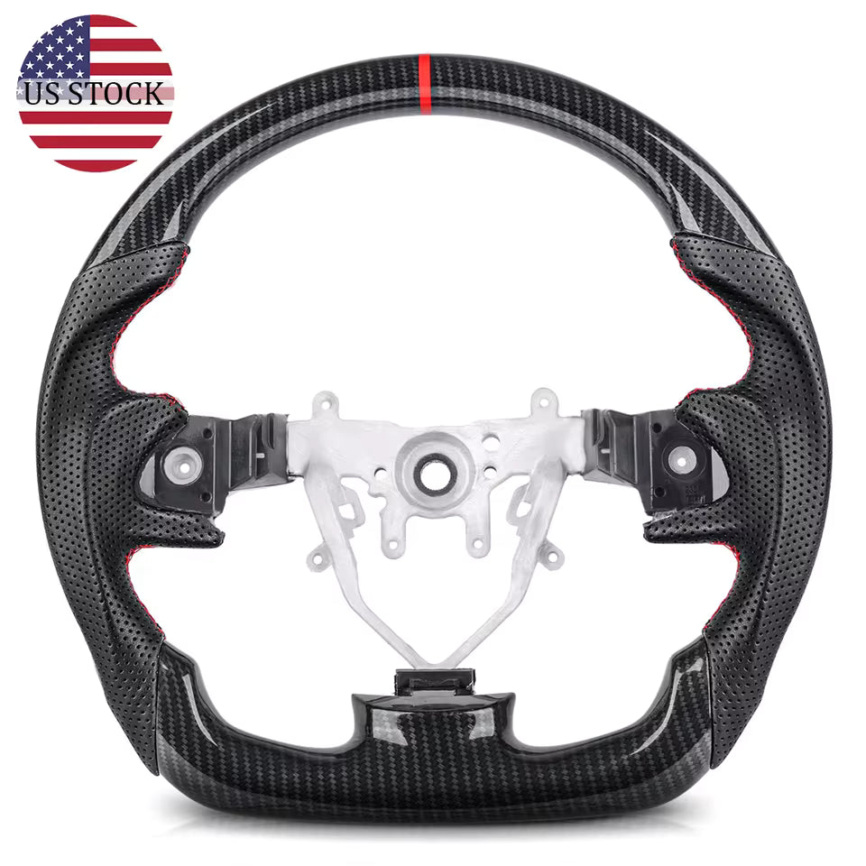 GEN PERFORMANCE Hydro-Dip Carbon Fiber Steering Wheel for Subaru WRX 2008-2014 – Flat Bottom Racing Design