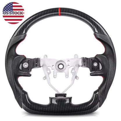 GEN PERFORMANCE Hydro-Dip Carbon Fiber Steering Wheel for Subaru WRX 2008-2014 – Flat Bottom Racing Design