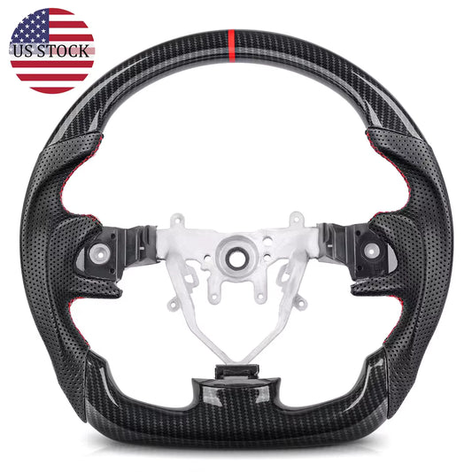 GEN PERFORMANCE Hydro-Dip Carbon Fiber Steering Wheel for Subaru WRX 2008-2014 – Flat Bottom Racing Design