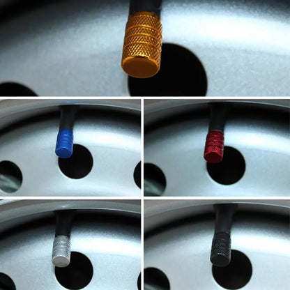 DSYCAR 4Pcs Silver Aluminum Knurling Tire Valve Stem Caps | US Schrader Compatible