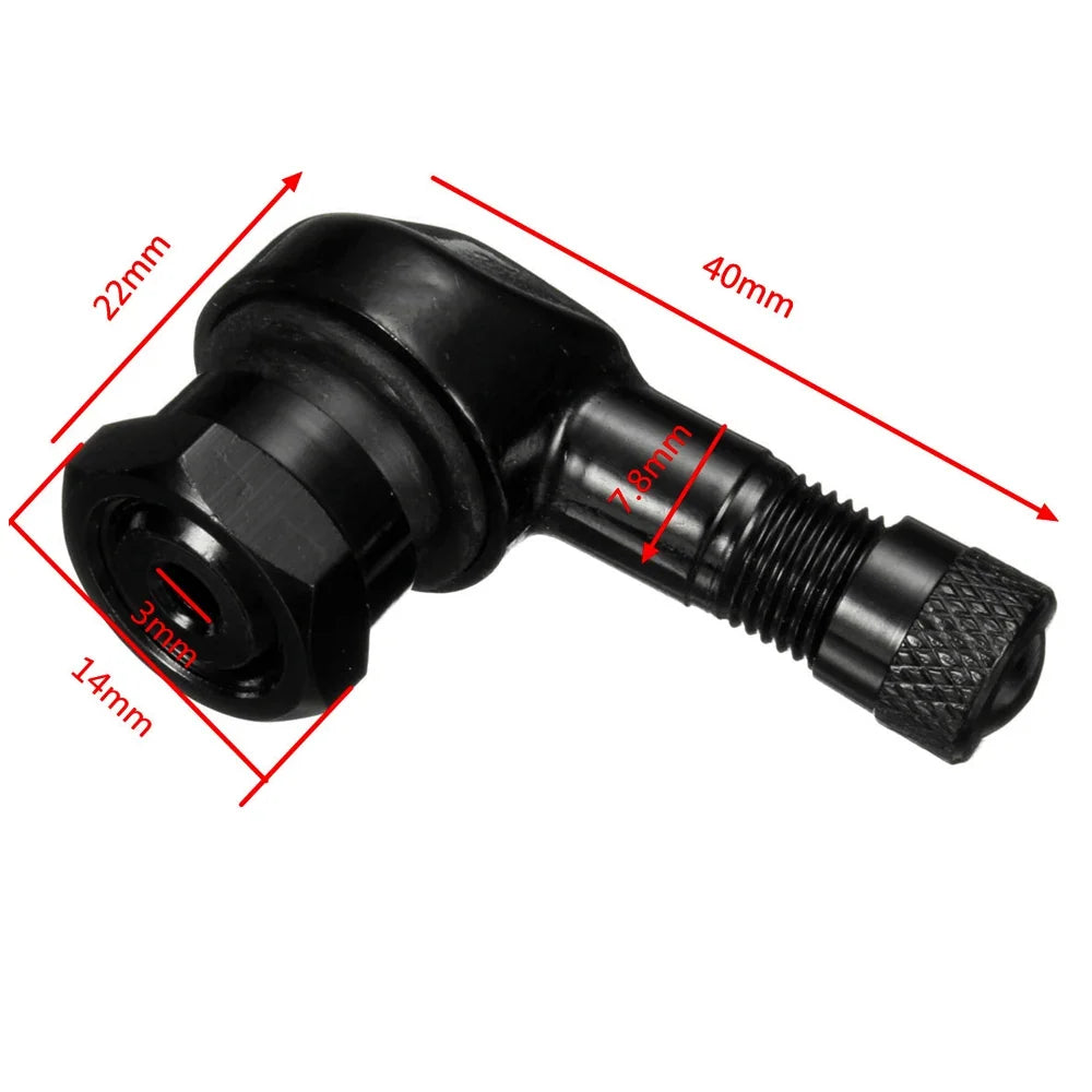 90 Degree CNC Motorcycle Tire Valve Stems | Leak-proof 2-Piece Set for Bikes and Scooters