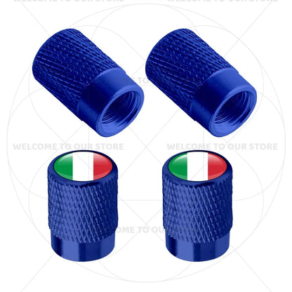 4Pcs Aluminum Tire Valve Caps with Germany France Italy Flag Emblems