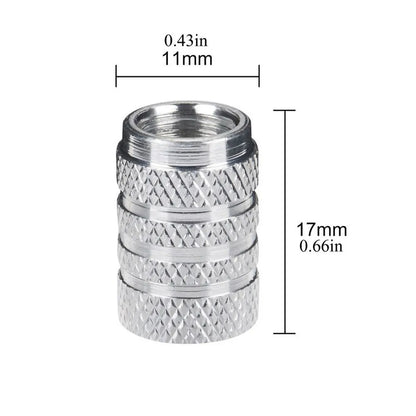 DSYCAR 4Pcs Silver Aluminum Knurling Tire Valve Stem Caps | US Schrader Compatible