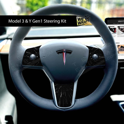Side-by-Side Laser Sword Tesla Steering Wheel Wrap | M3 2017-Jan 2024