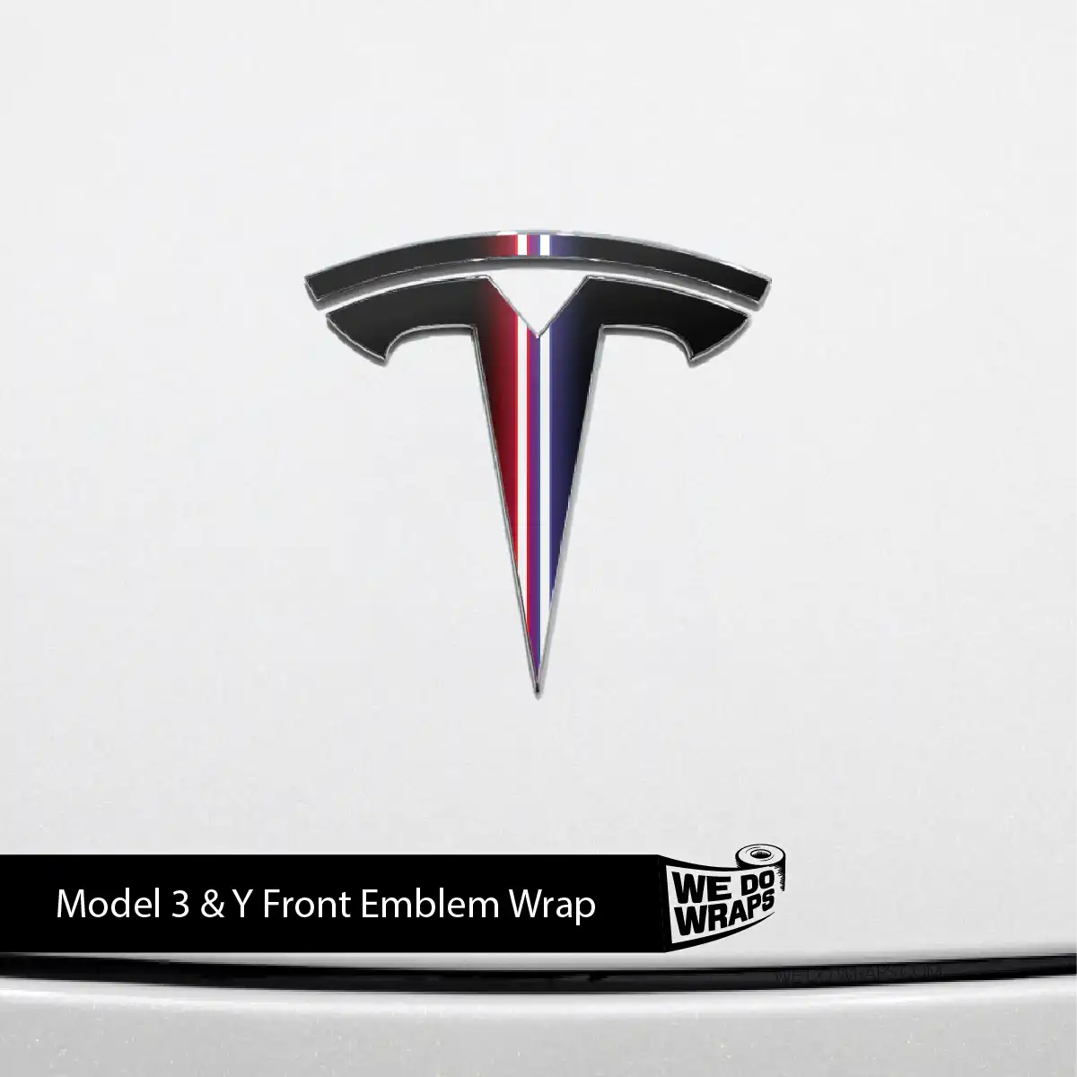 Side by Side Laser Sword Tesla Emblem Decals (Front + Back) | Model Y