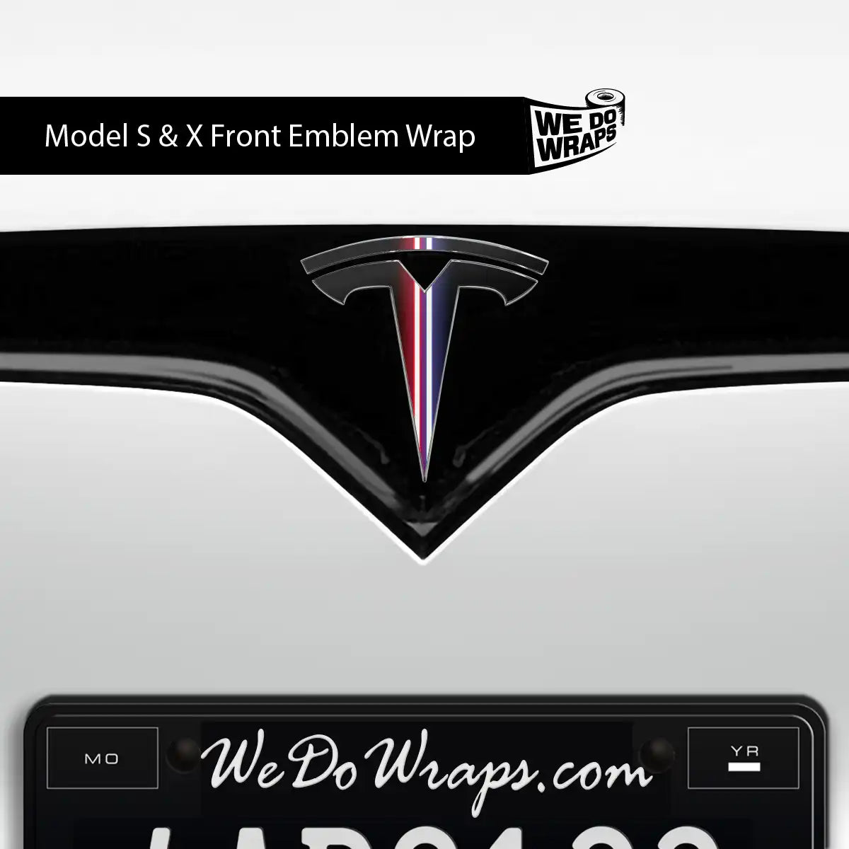 Side by Side Laser Sword Tesla Emblem Decals (Front + Back) | Model X