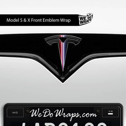 Side by Side Laser Sword Tesla Emblem Decals (Front + Back) | Model X
