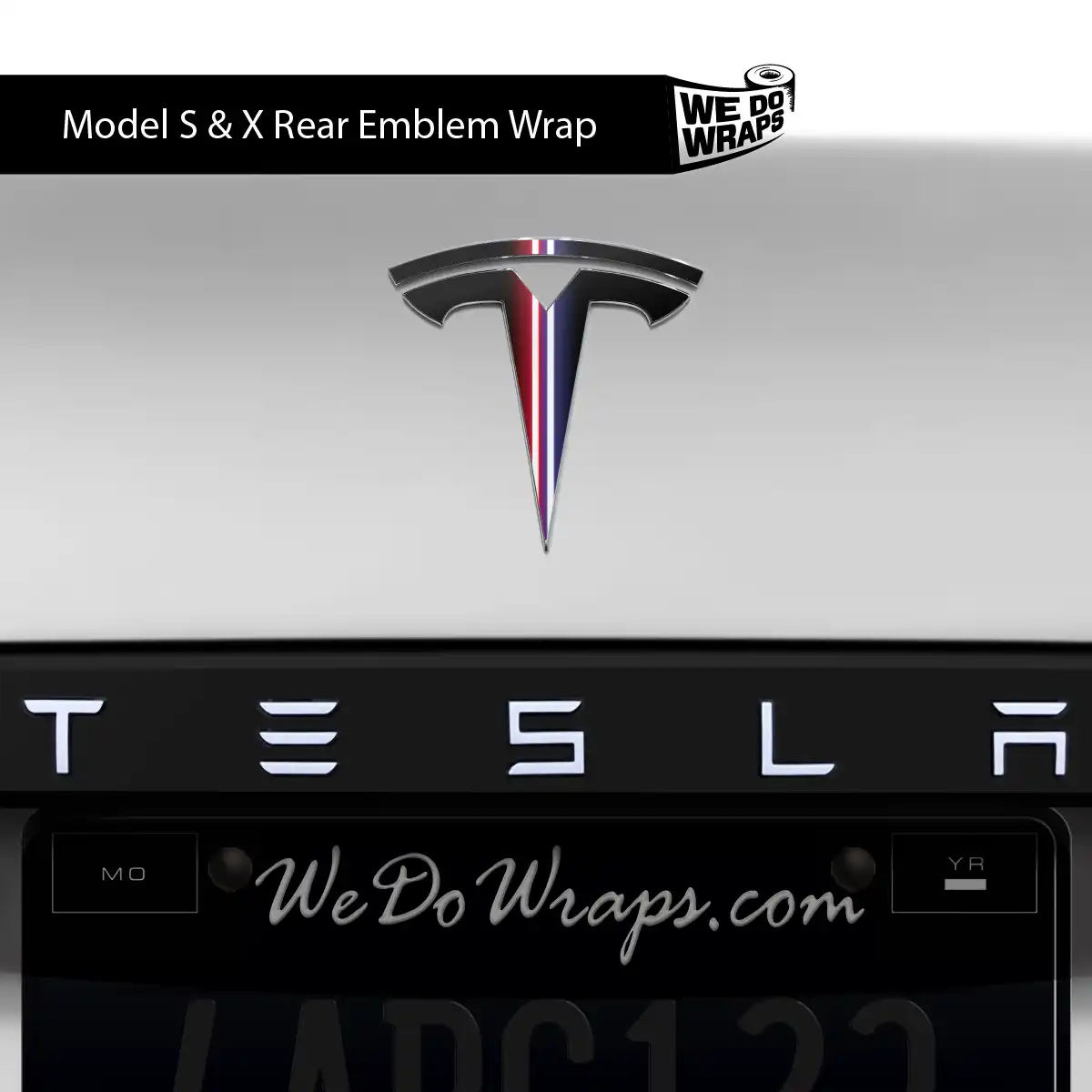 Side by Side Laser Sword Tesla Emblem Decals (Front + Back) | Model X
