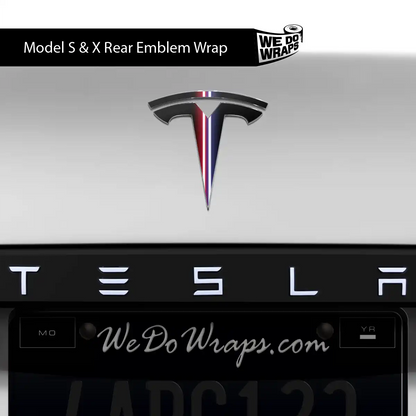 Side by Side Laser Sword Tesla Emblem Decals (Front + Back) | Model S