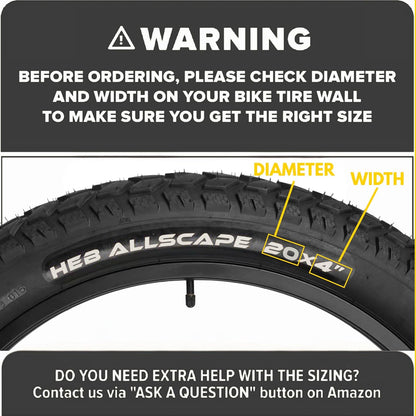 HEB ALLSCAPE® Fat Tires- 20"x 4.0" (SET OF 4 Tires) Tubes Not Included.