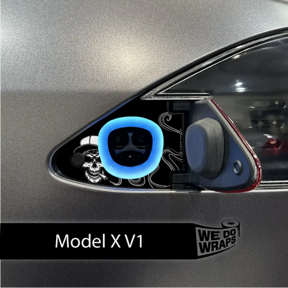 Smoking Skull Art Tesla Charge Port Wrap | Model X