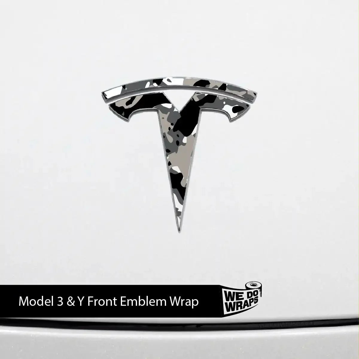 Camo Tesla Emblem Decals (Front + Back) | Model Y