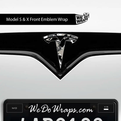 Camo Tesla Emblem Decals (Front + Back) | Model X