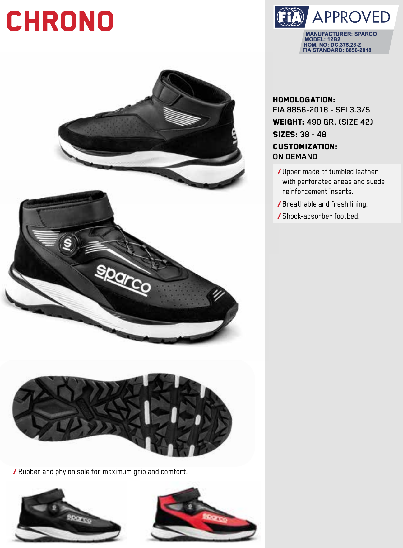 Sparco Chrono Crew Shoes | FIA & SFI Approved