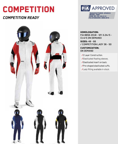 Sparco Competition Driver Race Suit (Boot Cuff)