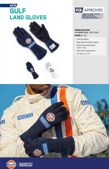 Sparco Land Nomex Gloves | Gulf Racing (New!)