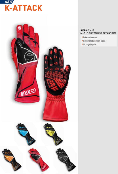 Sparco K-Attack Kart Racing Gloves | FIA 8877-2022