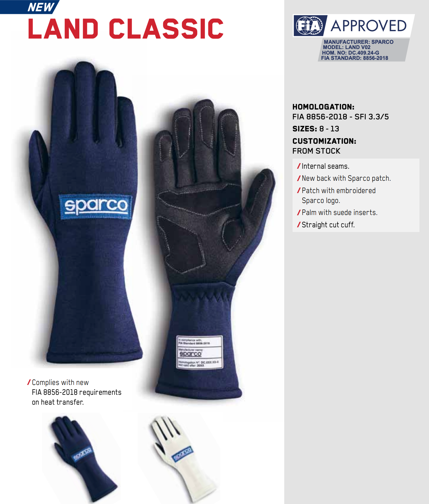 Sparco Land Classic Nomex Gloves (New!)