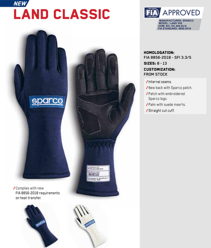 Sparco Land Classic Nomex Gloves (New!)