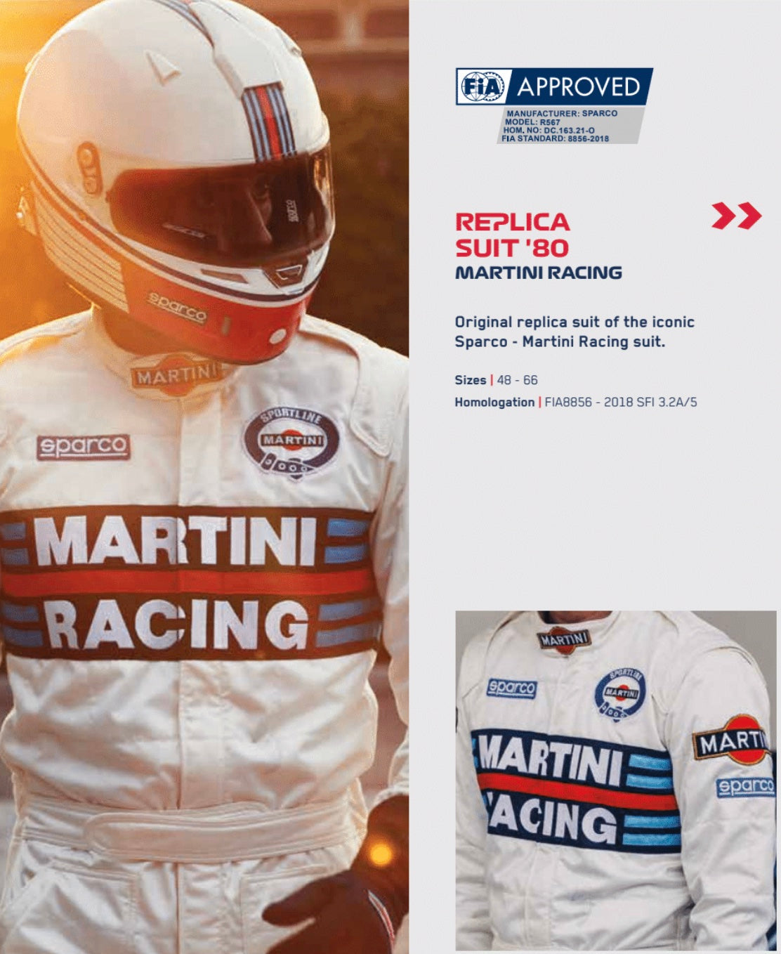 Sparco Martini Racing Driver Suit (White)
