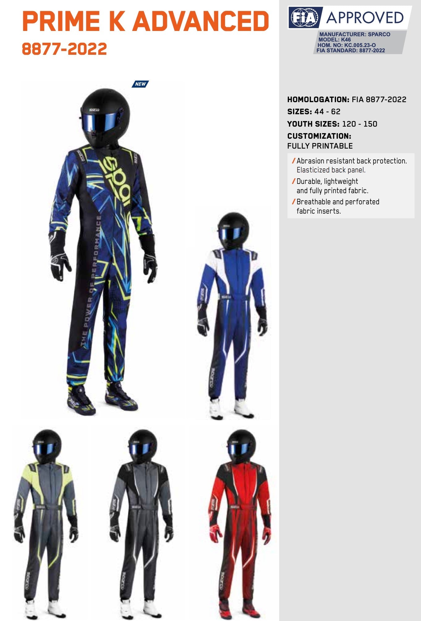 Sparco Prime-K Advanced Kart Racing Suit | FIA 8877-2022