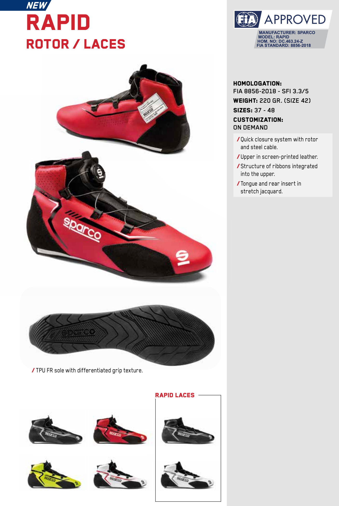 Sparco Rapid Racing Shoes | Rotor & Lace Closure