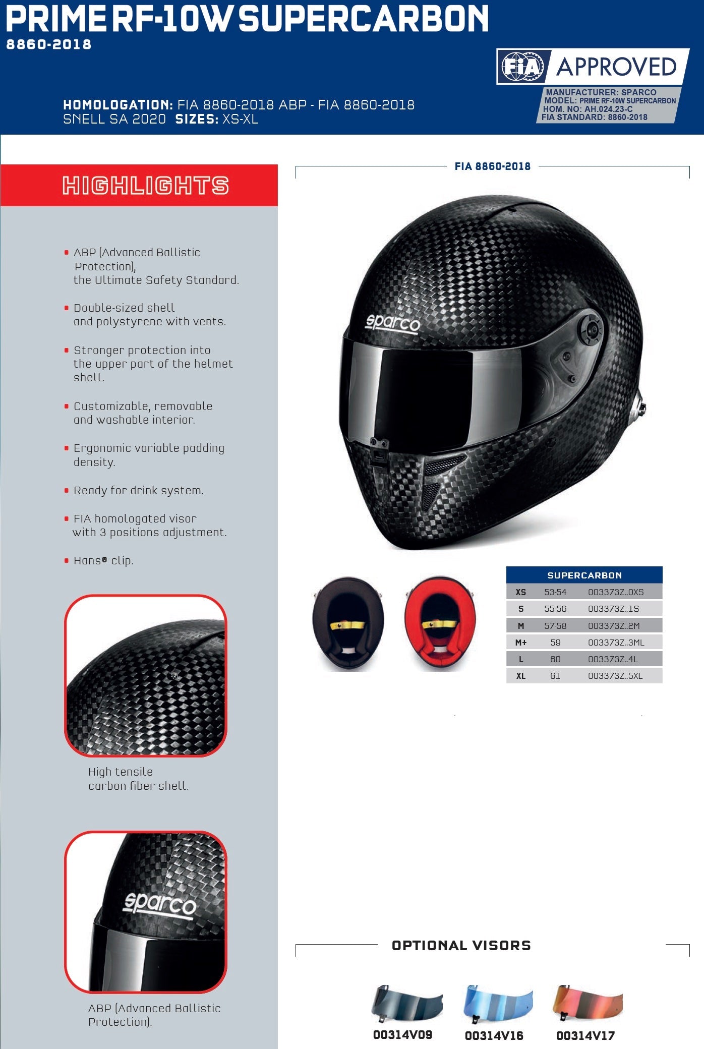 Sparco Prime RF-10 Supercarbon |FIA 8860-2018