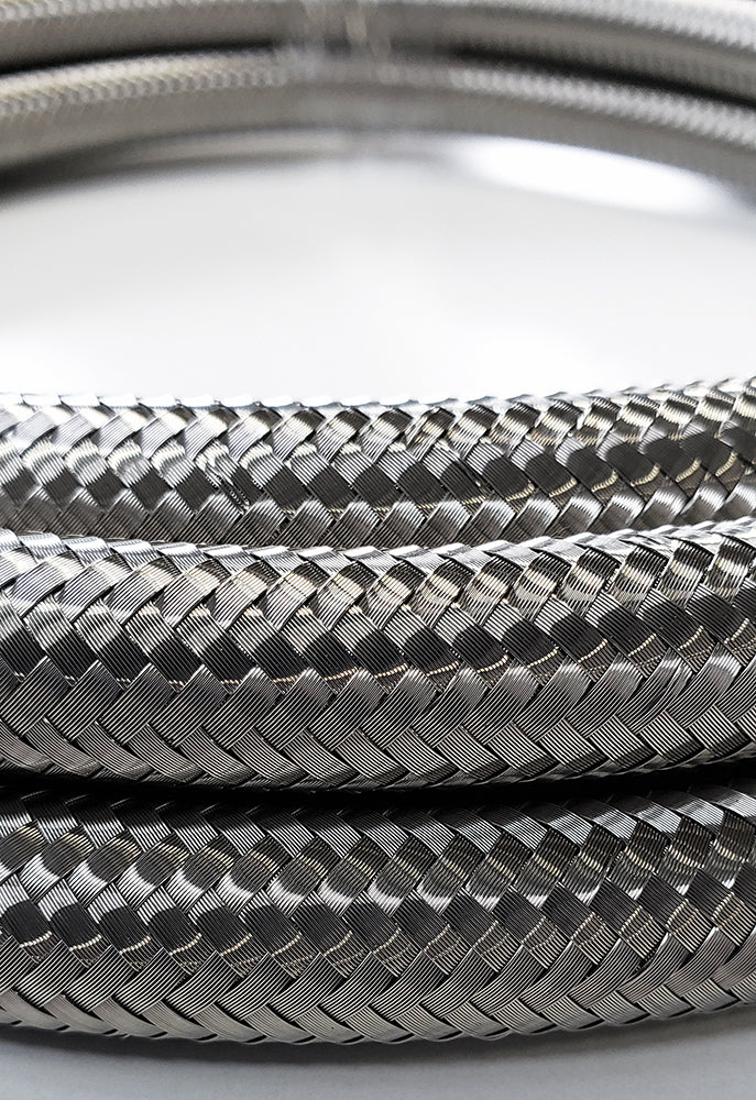 -20AN Stainless Steel Braided Flex Hose with Reinforced Rubber Liner - 5 Foot Length