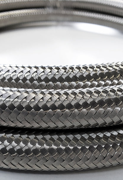-20AN Stainless Steel Braided Flex Hose with Reinforced Rubber Liner - 5 Foot Length