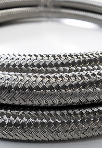 -10AN Stainless Steel Braided Flex Hose with Reinforced Rubber Liner - 10 Foot Length