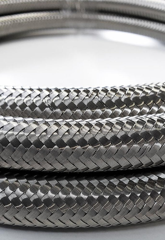 -10AN Stainless Steel Braided Flex Hose with Reinforced Rubber Liner - 20 Foot Length