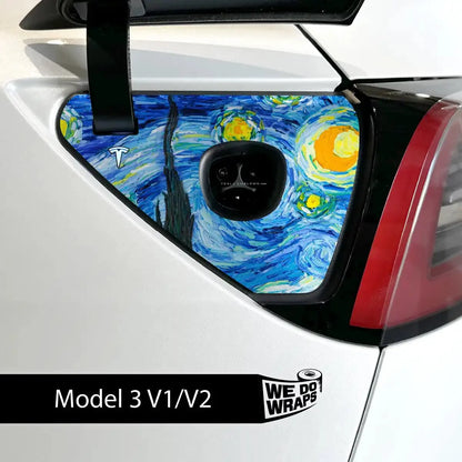 Starry Night Tesla Charge Port Wrap | Model 3