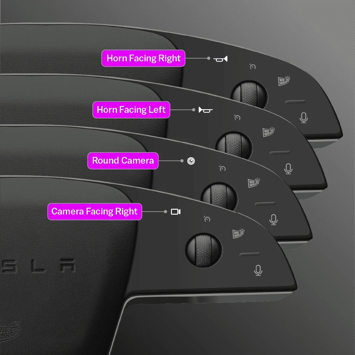 3M Gloss Black Tesla Steering Wheel Trim Decal Kit (3pcs) | Model S ’21-26