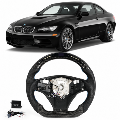 LED Carbon Fiber Steering Wheel for BMW E90 E92 E93 M3, 328i & 335i with Paddle Shifter Cutouts