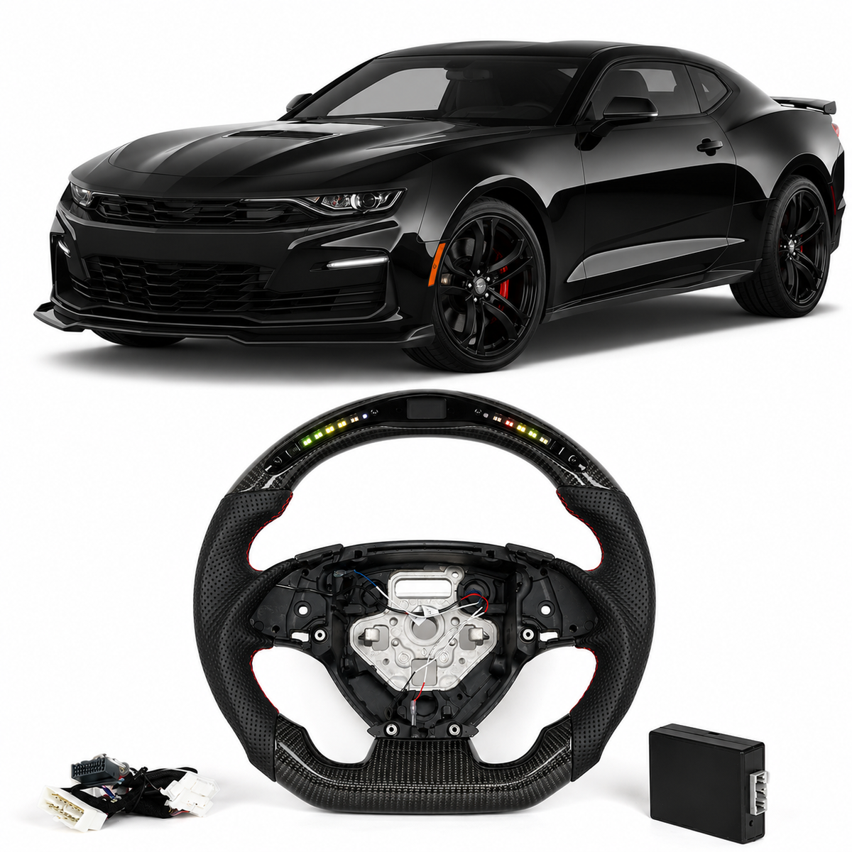 Smart LED Carbon Fiber Steering Wheel for Chevy Camaro SS 2016-2024