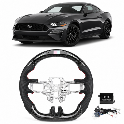 LED RPM Carbon Fiber Steering Wheel for Ford Mustang EcoBoost, GT & Shelby 2018-2023
