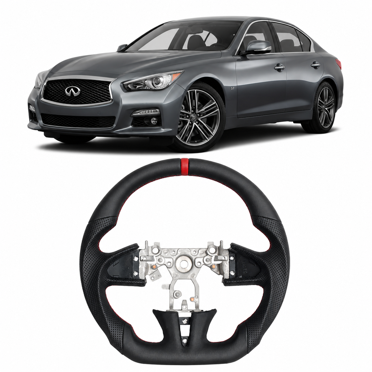 Premium Full Leather Steering Wheel for Infiniti Q50 2014-2016