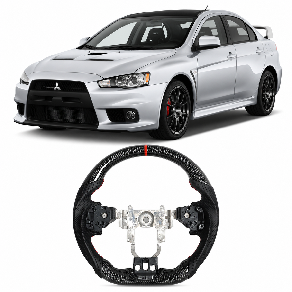 Carbon Fiber Steering Wheel for Mitsubishi Lancer Evolution X 2010-2015
