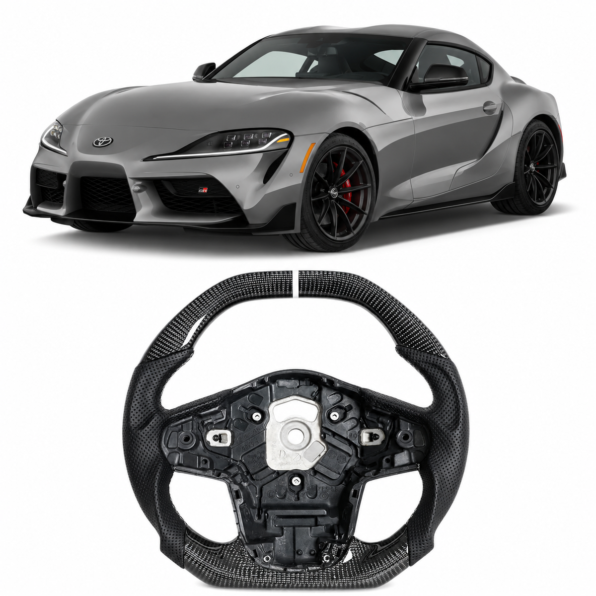 Flat Top & Bottom Carbon Fiber Steering Wheel for Toyota Supra GR A90 (2020-2025)
