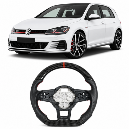 Hydro-Dip Carbon Fiber Steering Wheel for Volkswagen Golf GTI, Golf R & MK7/MK7.5 R-Line 2015–2019
