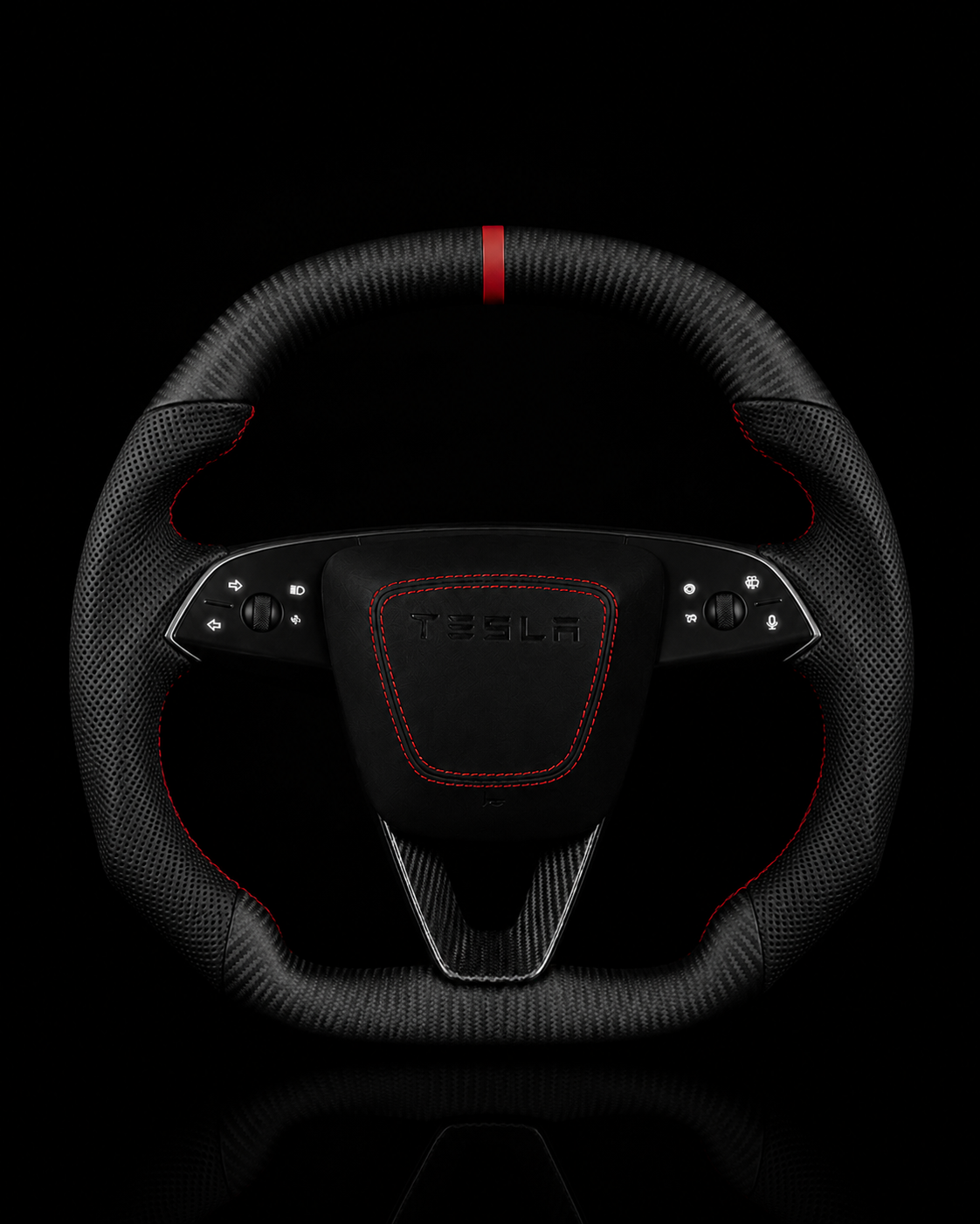 TESLA MODEL 3 HIGHLAND PERFORATED LEATHER FLAT BOTTOM SUPERNOVA DRY MATTE CARBON STEERING WHEEL