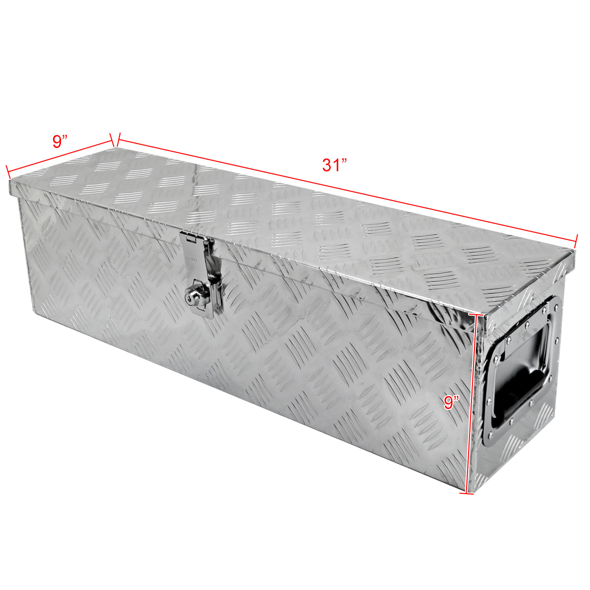Universal 31" Heavy Duty Silver Aluminum Tool Box w/ Side Handles, Lock, & Keys