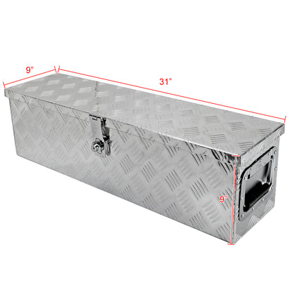 Universal 31" Heavy Duty Silver Aluminum Tool Box w/ Side Handles, Lock, & Keys
