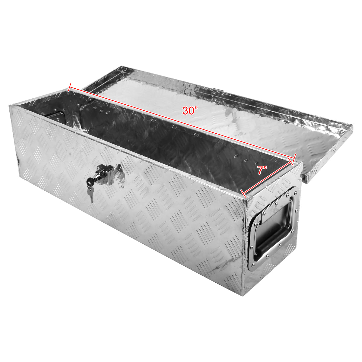 Universal 31" Heavy Duty Silver Aluminum Tool Box w/ Side Handles, Lock, & Keys